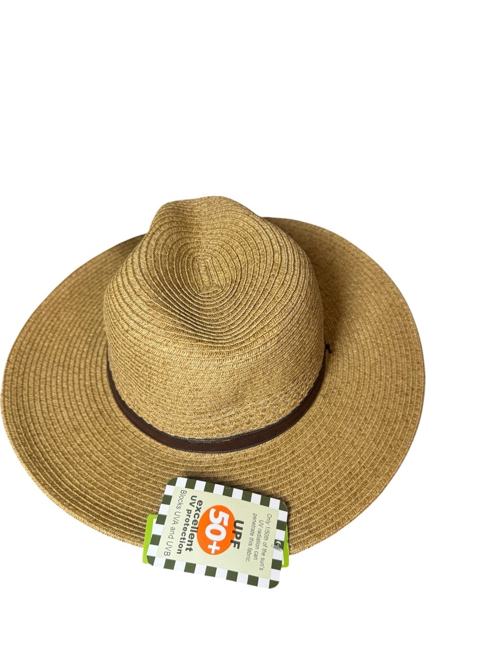 Jeanne Simmons UPF 50+ Packable Crushable Wide Brim Sun Hat Tan NWT